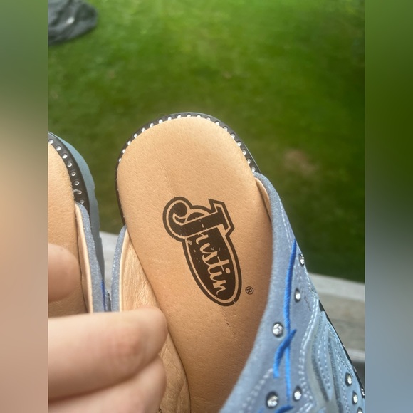 Y2K Vintage Justin Mule Slip On Shoes Western Women’s SZ 5.5 Leather Brand New - Picture 11 of 16